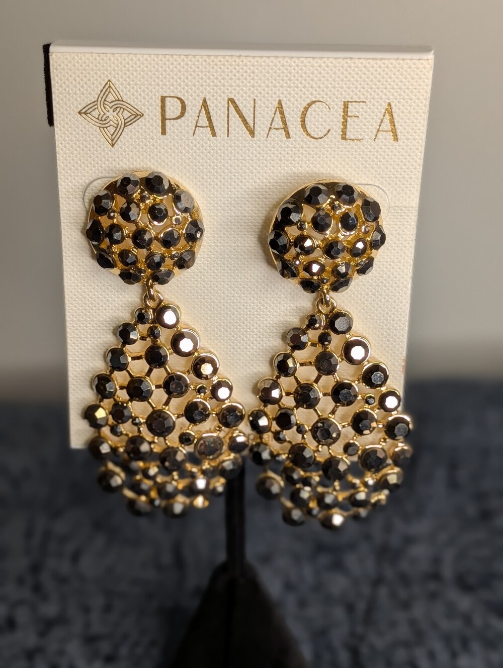 Panacea Nordstrom Black Faceted Crystal Disco Teardrop Earrings
